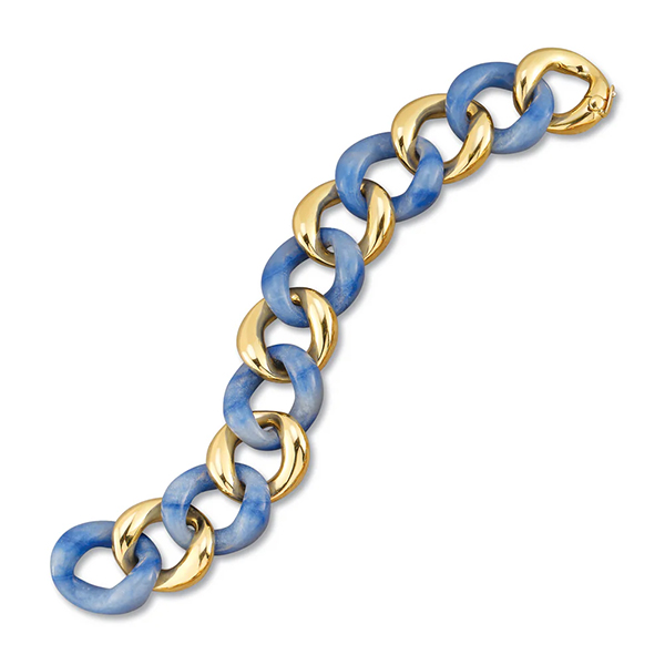 Seaman Schepps 18K Blue Aventurine Medium Link Bracelet